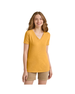 P514S-Delta Platinum Ladies Slub Short Sleeve V-Neck Tee